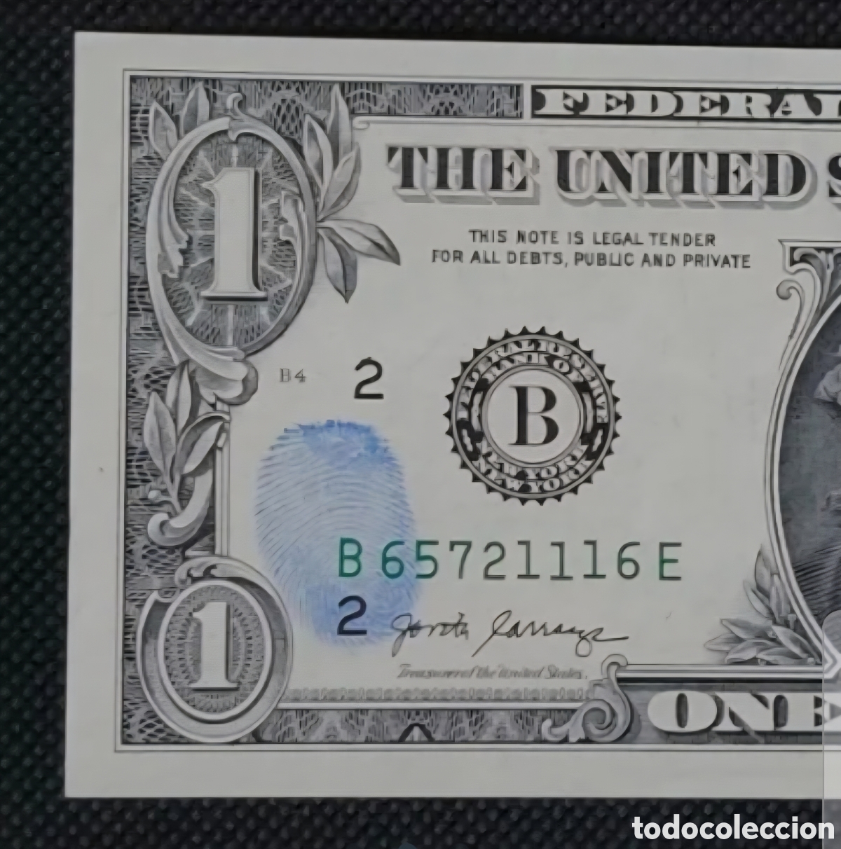Billetes extranjeros: 1 dolar $ con huella azul - Foto 1