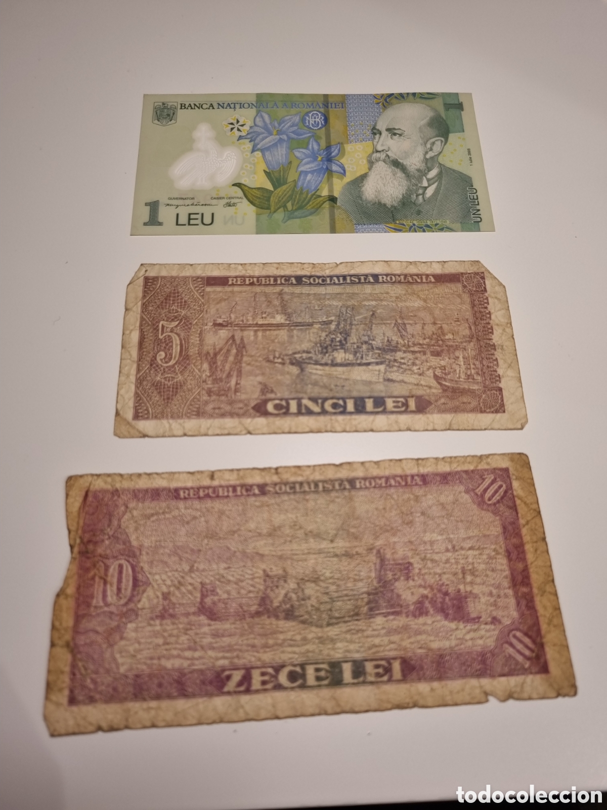 Billetes extranjeros: 3 billetes Ruman&iacute;a varias &eacute;pocas - Foto 2