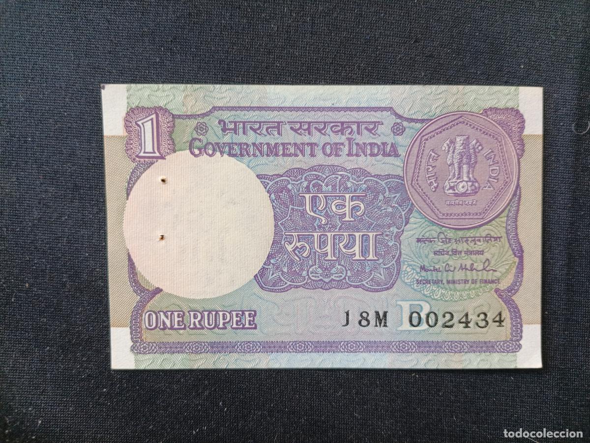 Billetes extranjeros: INDIA 1 RUPIA 1991 aUNC - Foto 1