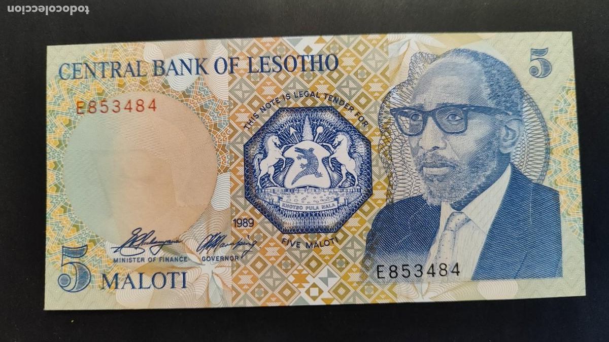 Billetes extranjeros: BILLETE DE LESOTHO 5 MALOTI 1989 S/C - Foto 1