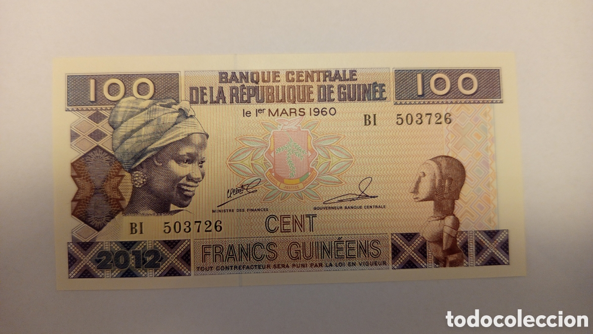 Notas Internacionais: ❇️ BILLETE DE GUINEA 100 FRANCOS 2012 SC ❇️