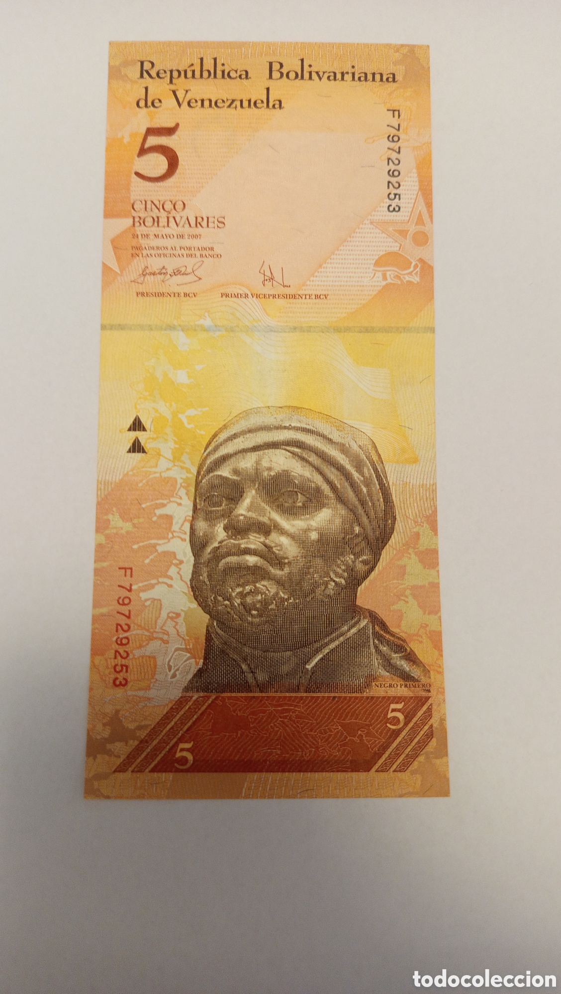 Banconote internazionali: ❇️ BILLETE DE VENEZUELA 5 BOLIVARES 2007 SC ❇️