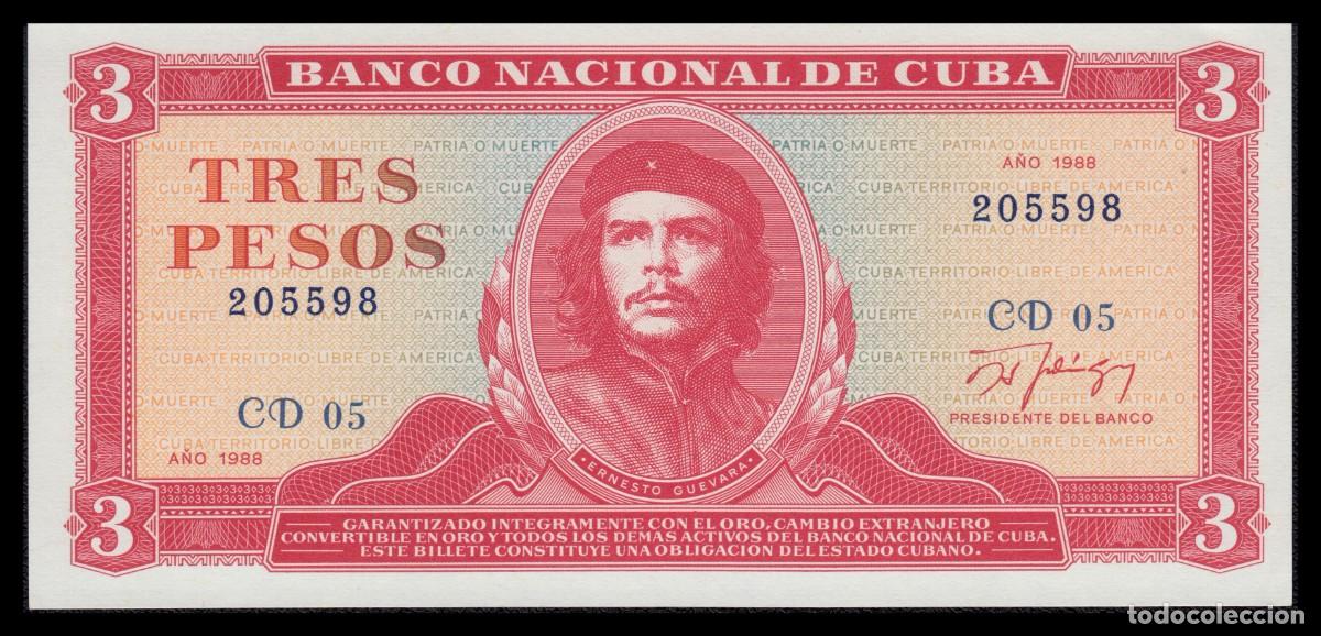 Billetes extranjeros: Cuba 3 Pesos 1988 Pick 107b - Foto 2