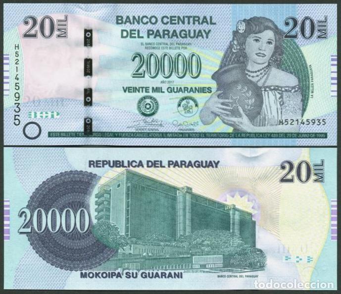 Billetes extranjeros: PARAGUAY. 20000 guaranies 2017. S/C - Foto 1