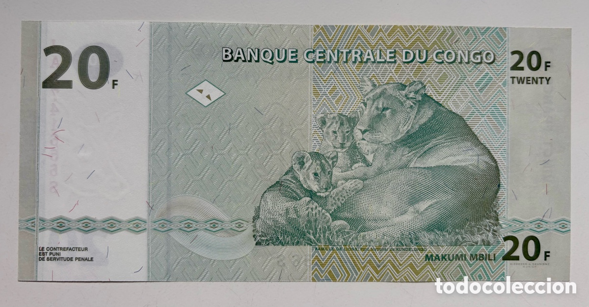 Billetes extranjeros: Billete CONGO 20 Francos 2003 SC - Foto 2