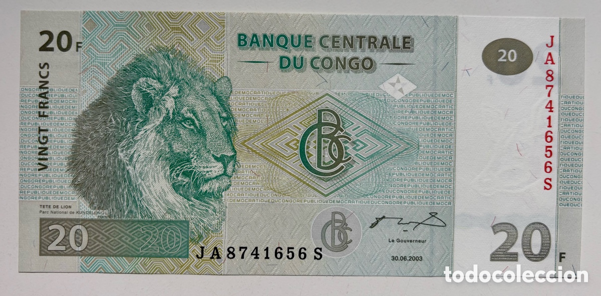 Billetes extranjeros: Billete CONGO 20 Francos 2003 SC - Foto 1