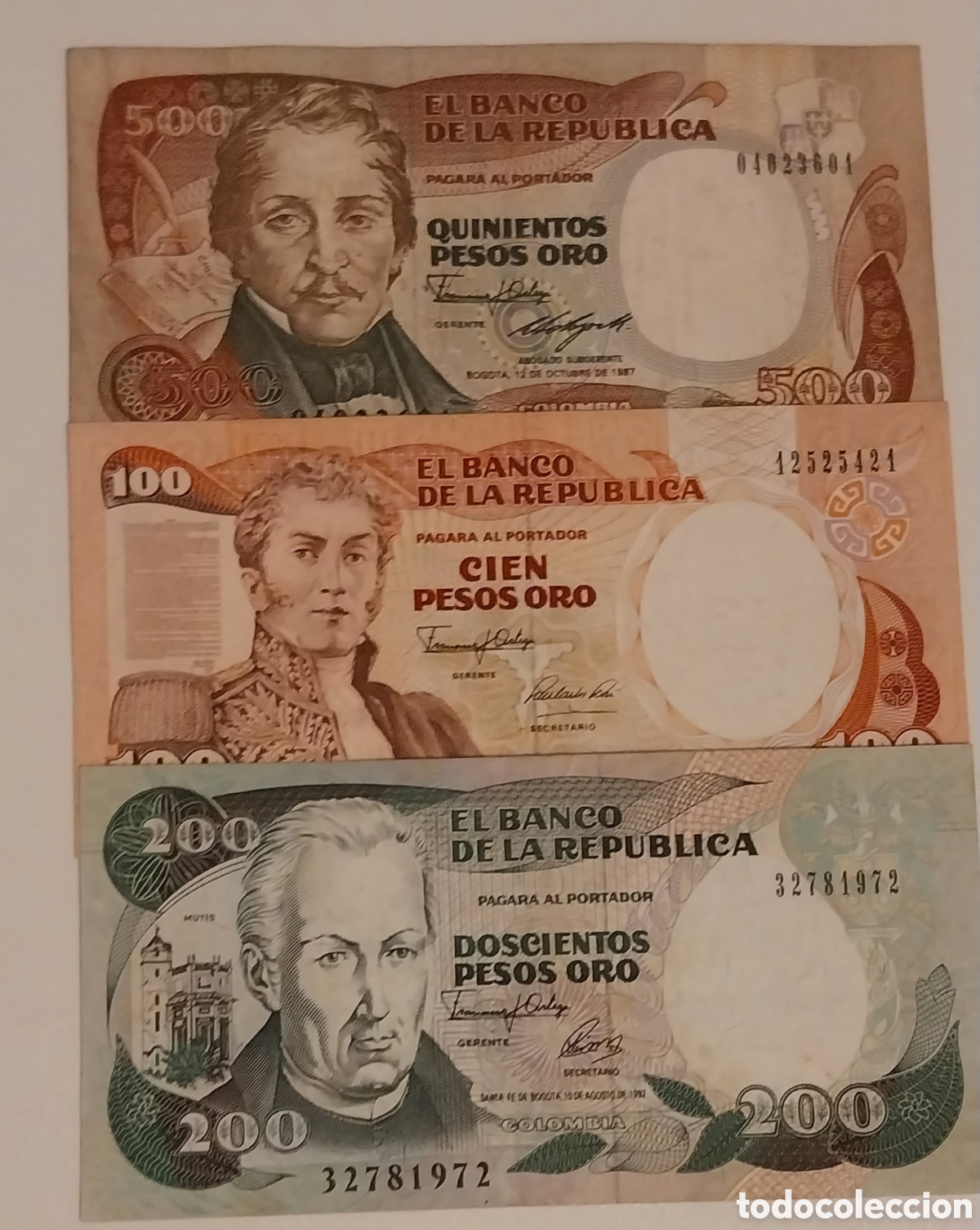 Billetes extranjeros: 3 billetes colombia original % - Foto 2