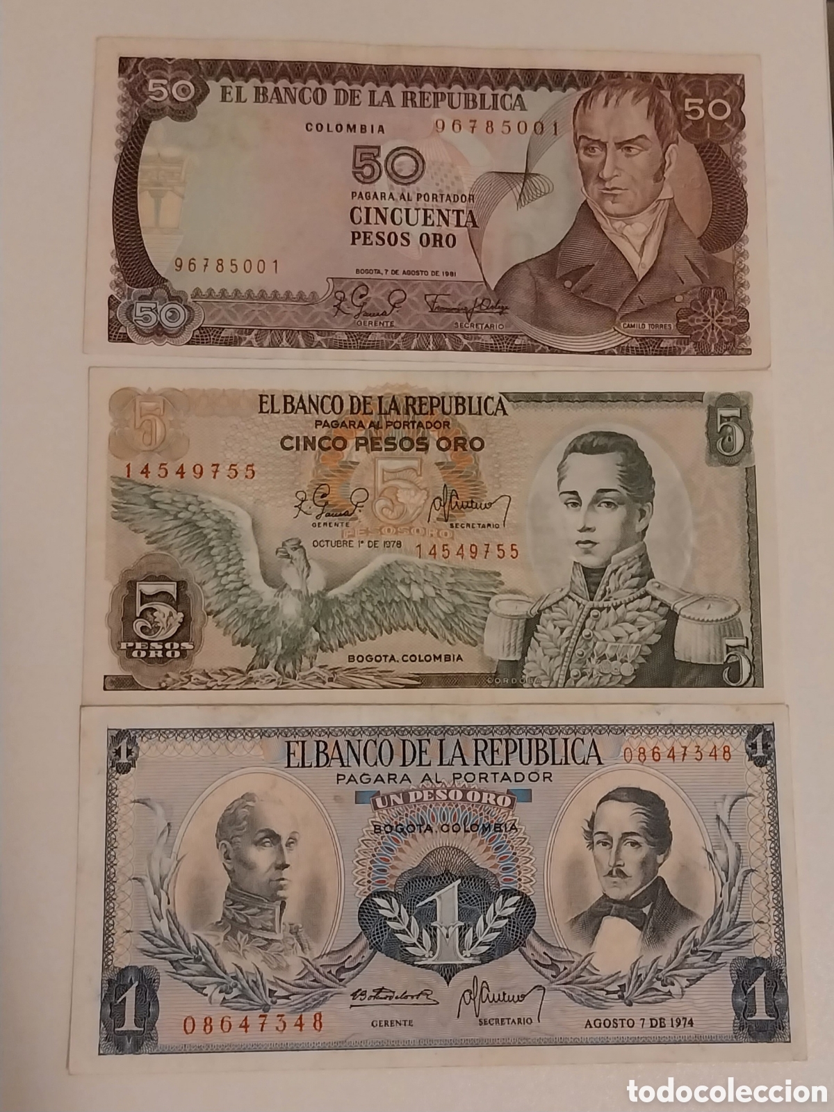 Billetes extranjeros: 3 billetes colombia sin circular originales % - Foto 2