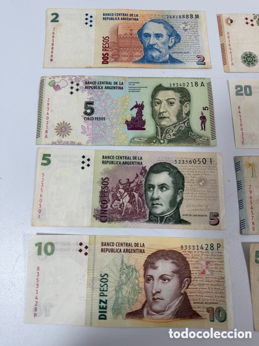 Billetes extranjeros: 12 BILLETES PESOS ARGENTINOS - Foto 2