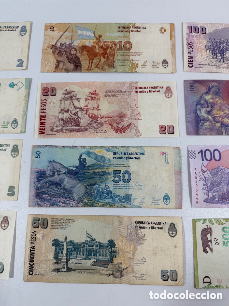 Billetes extranjeros: 12 BILLETES PESOS ARGENTINOS - Foto 7