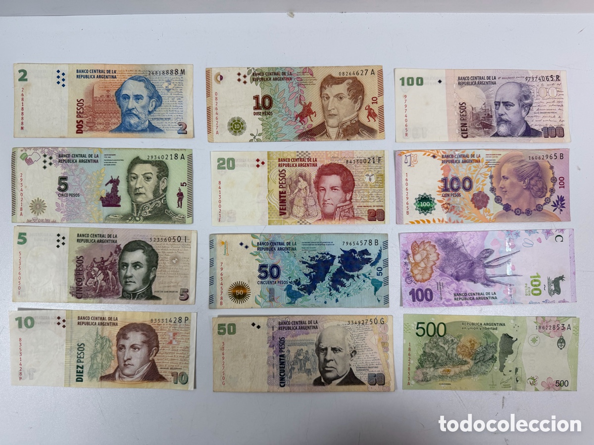 Billetes extranjeros: 12 BILLETES PESOS ARGENTINOS - Foto 1