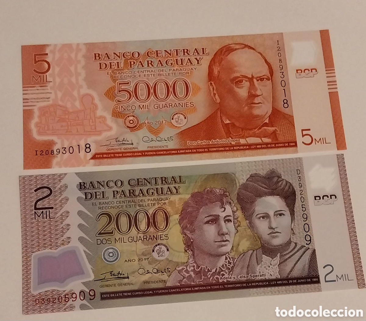 Billetes extranjeros: 2 Billetes paraguay polimero original % s/c