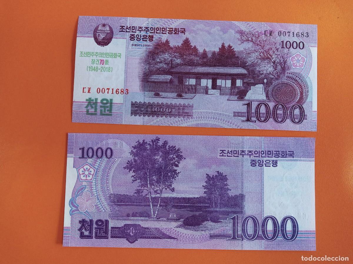 Billetes extranjeros: COREA DEL NORTE 1000 WON 2018 - Foto 1