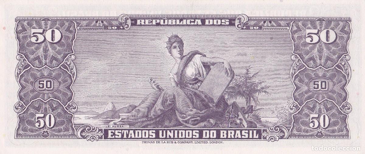 Billetes extranjeros: BRASIL 50 CRUZEIROS 1966 - Foto 2