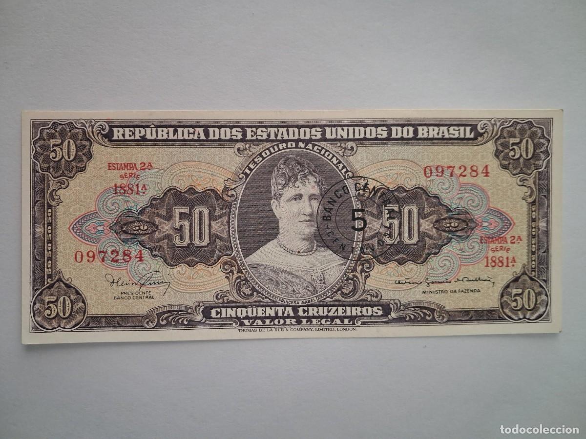 Billetes extranjeros: BRASIL 50 CRUZEIROS 1966 - Foto 3