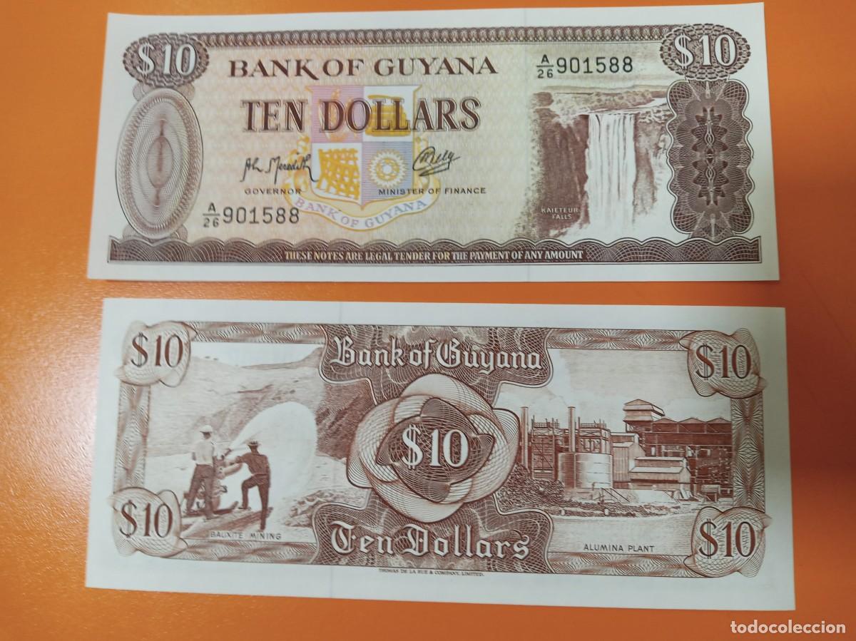 Billetes extranjeros: GUYANA 10 D&Oacute;LARES 1966-92 - Foto 1