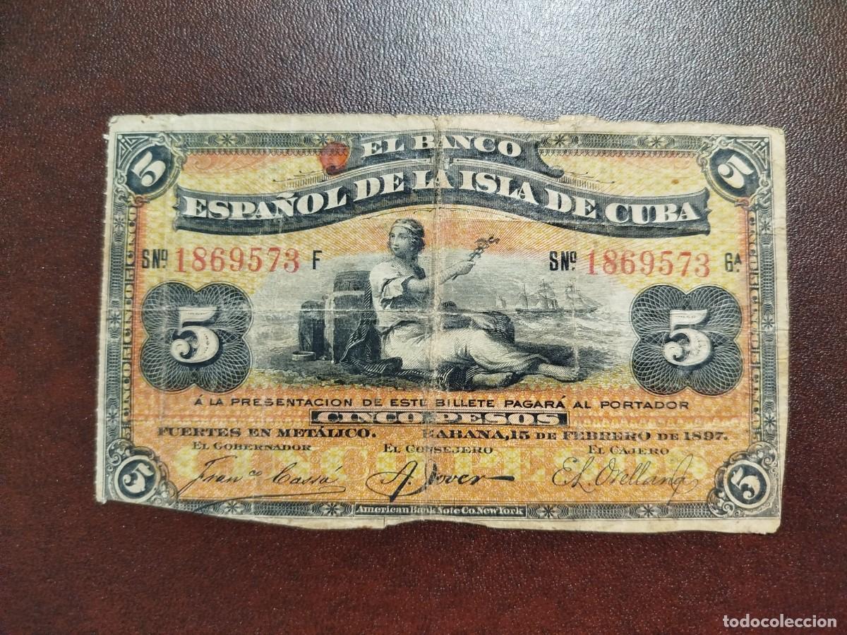 Billetes extranjeros: Billete 5 pesos, Cuba 1896 - Foto 1