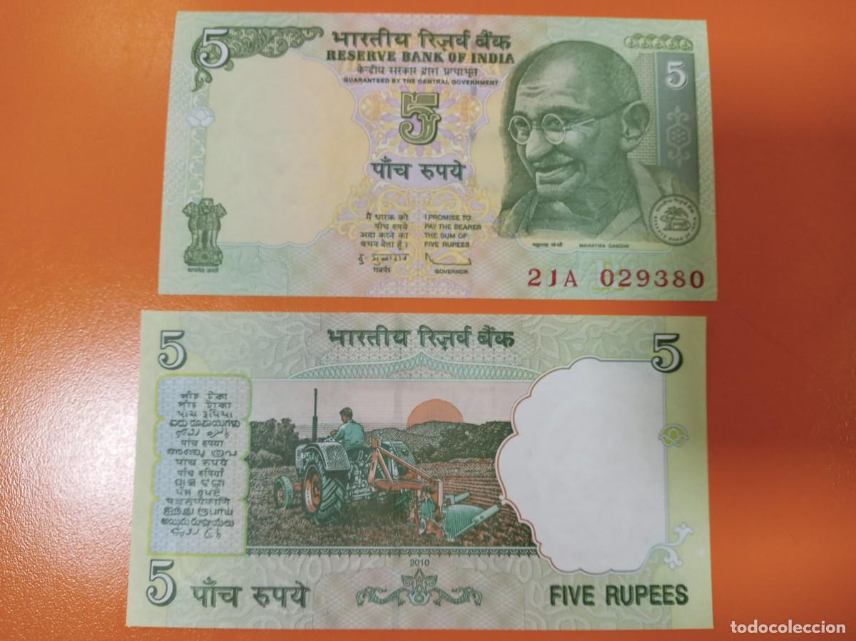 Billetes extranjeros: BILLETE DE INDIA 5 RUPIAS 2010 - Foto 1