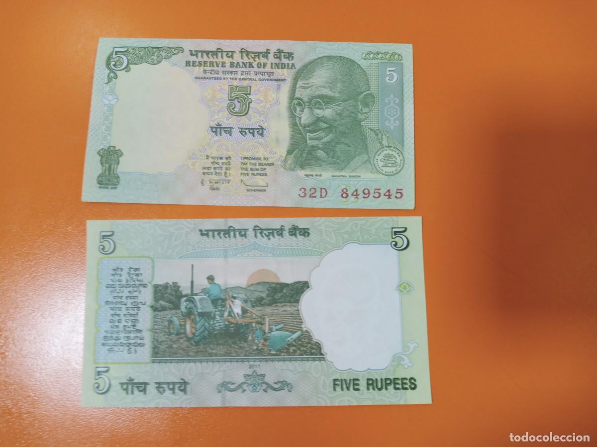 Billetes extranjeros: BILLETE DE INDIA 5 RUPIAS 2011 - Foto 1