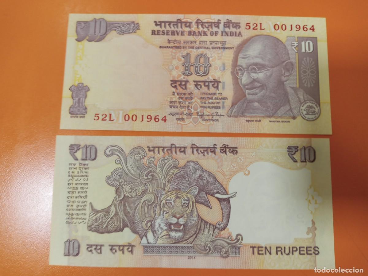Billetes extranjeros: BILLETE DE INDIA 10 RUPIAS 2014 - Foto 1