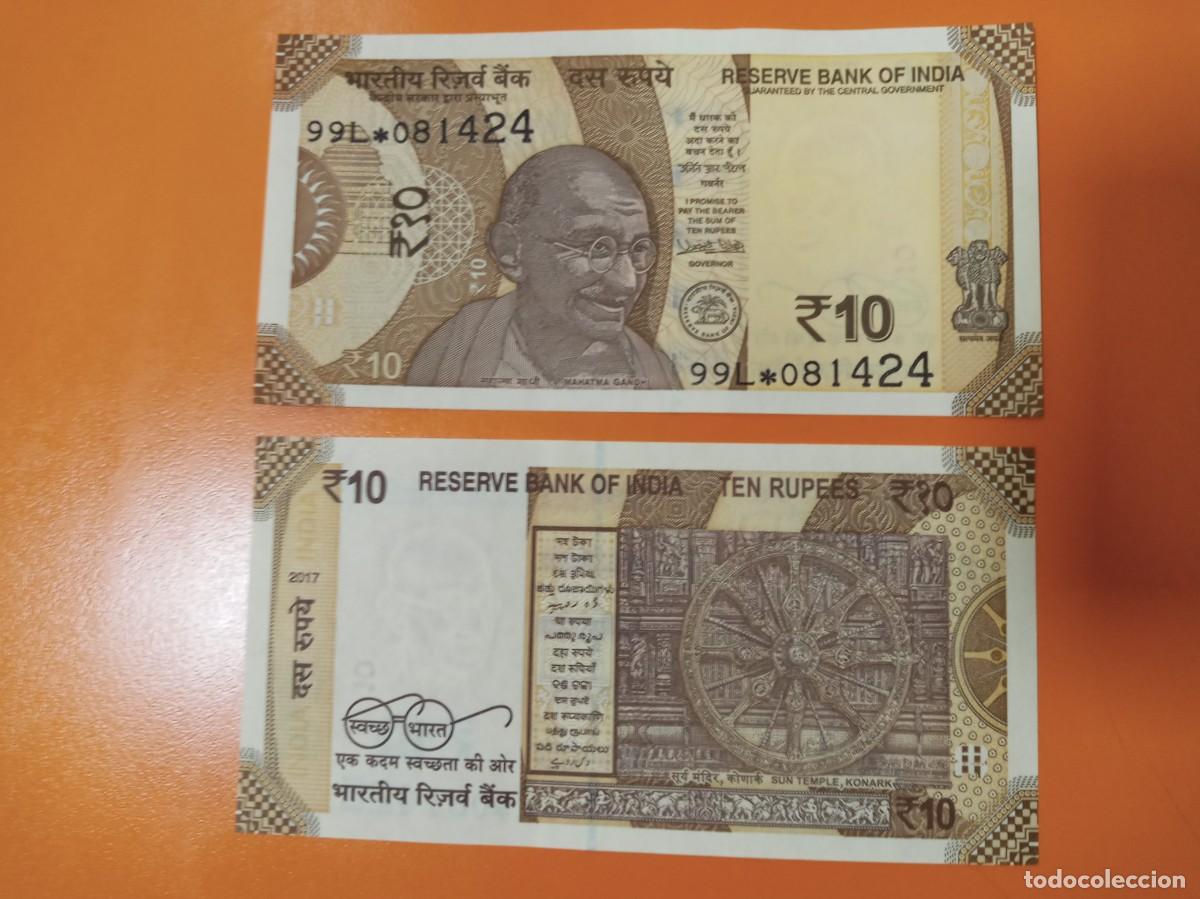 Billetes extranjeros: BILLETE DE INDIA 10 RUPIAS 2017 - Foto 1