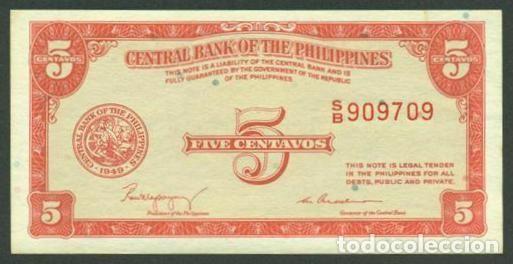 Billets internationaux: FILIPINAS. 5 centavos 1949. Pick 126. S/C