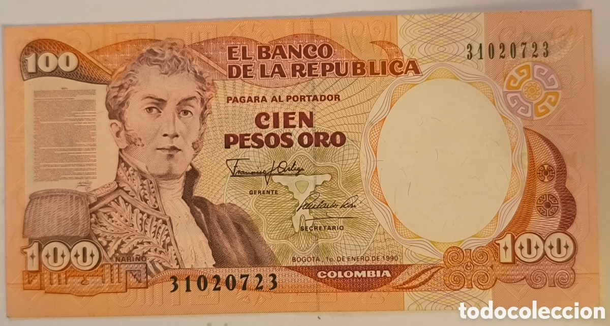 Billetes extranjeros: Colombia 100 pesos oro 1990 sin circular uncirculate - Foto 1