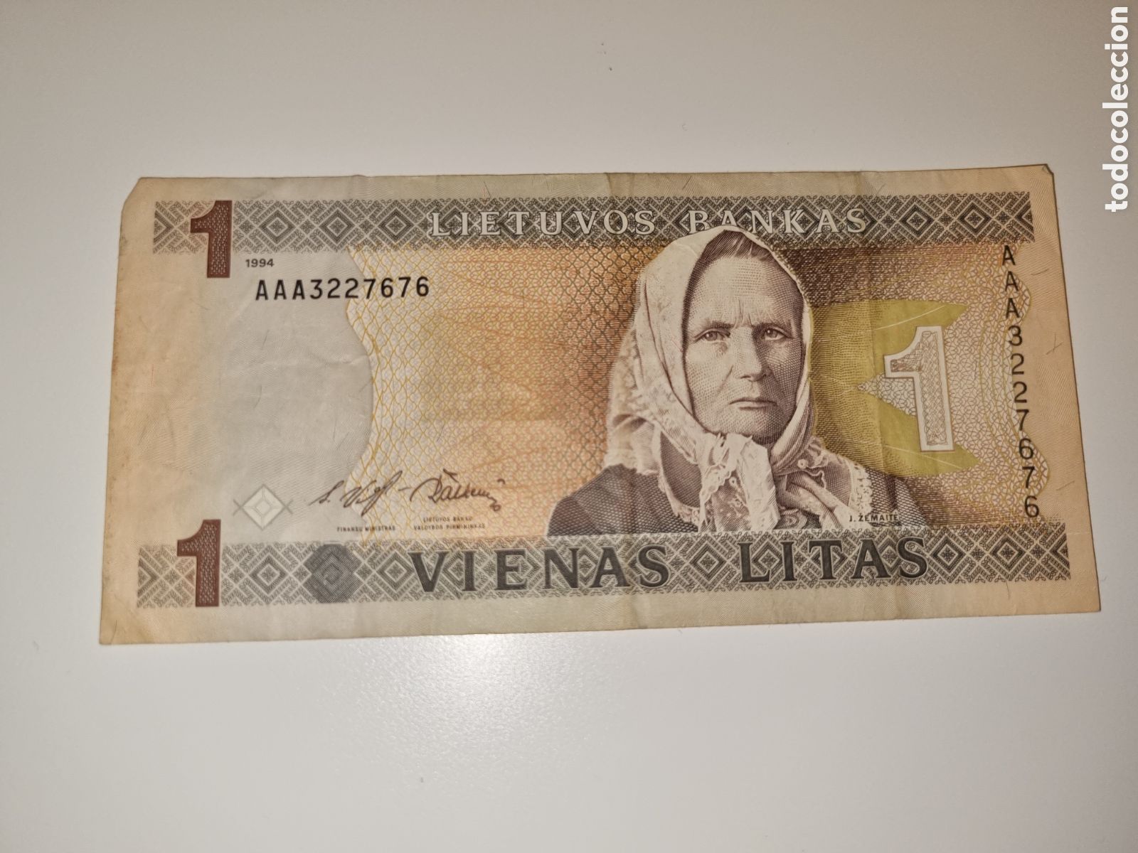 Billetes extranjeros: Lituania. 1 litas 1994 - Foto 1