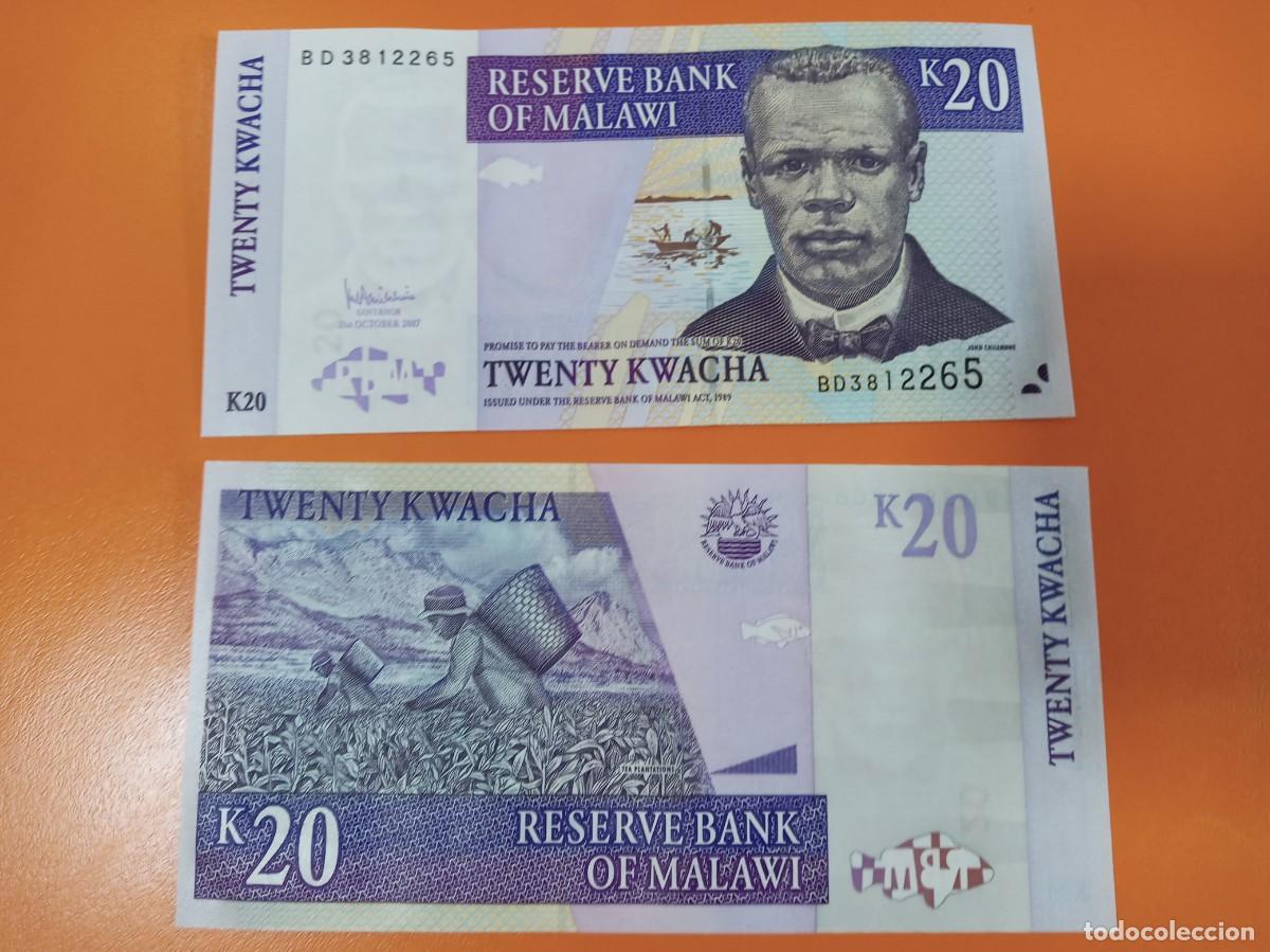 Billetes extranjeros: MALAUI 20 KWACHA 2007 - Foto 1