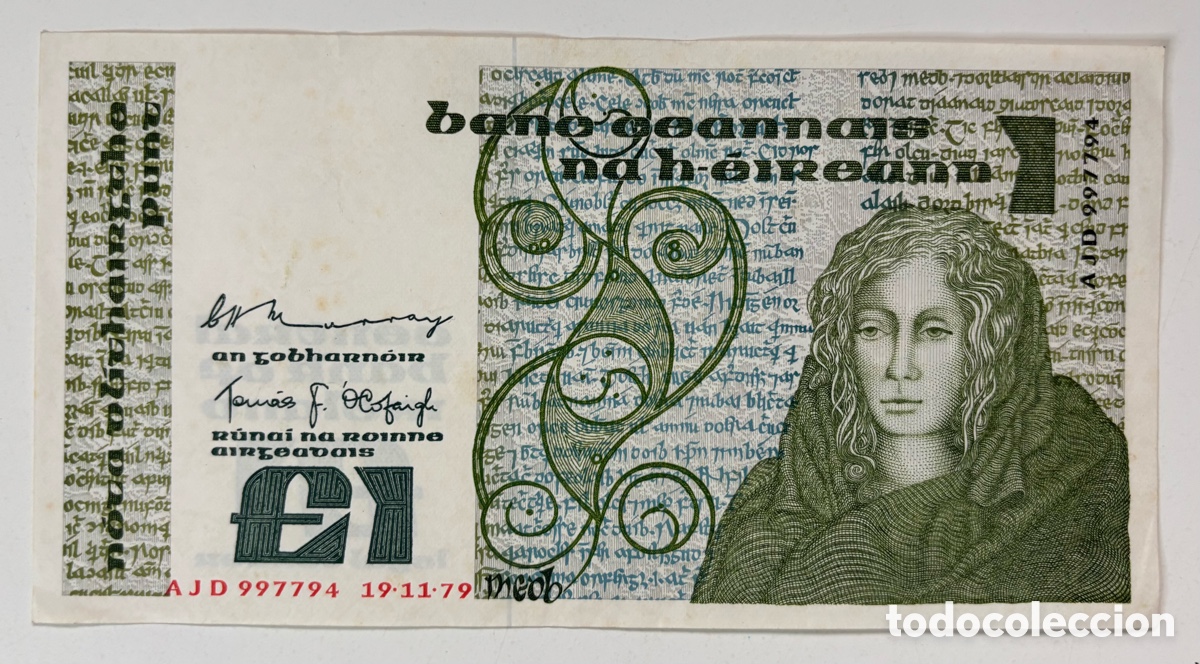 Billetes extranjeros: Billete IRLANDA 1 Libra 1979. Pound - Foto 1