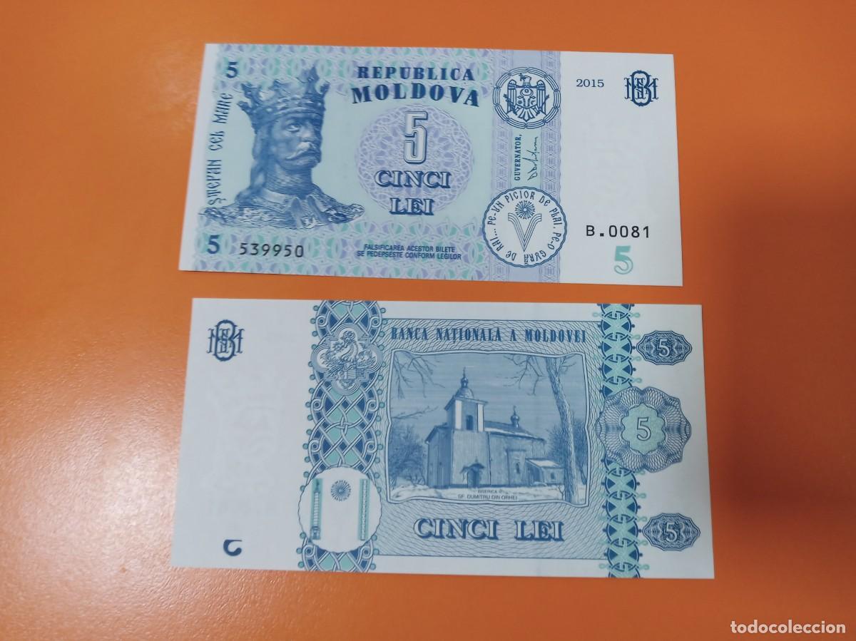 Billetes extranjeros: BILLETE DE MOLDAVIA 5 LEI 2015 - Foto 1