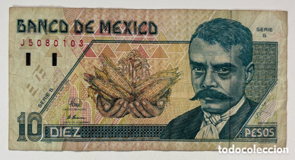 Billetes extranjeros: Billete M&Eacute;XICO 10 Pesos 1994 . Mexico - Foto 1