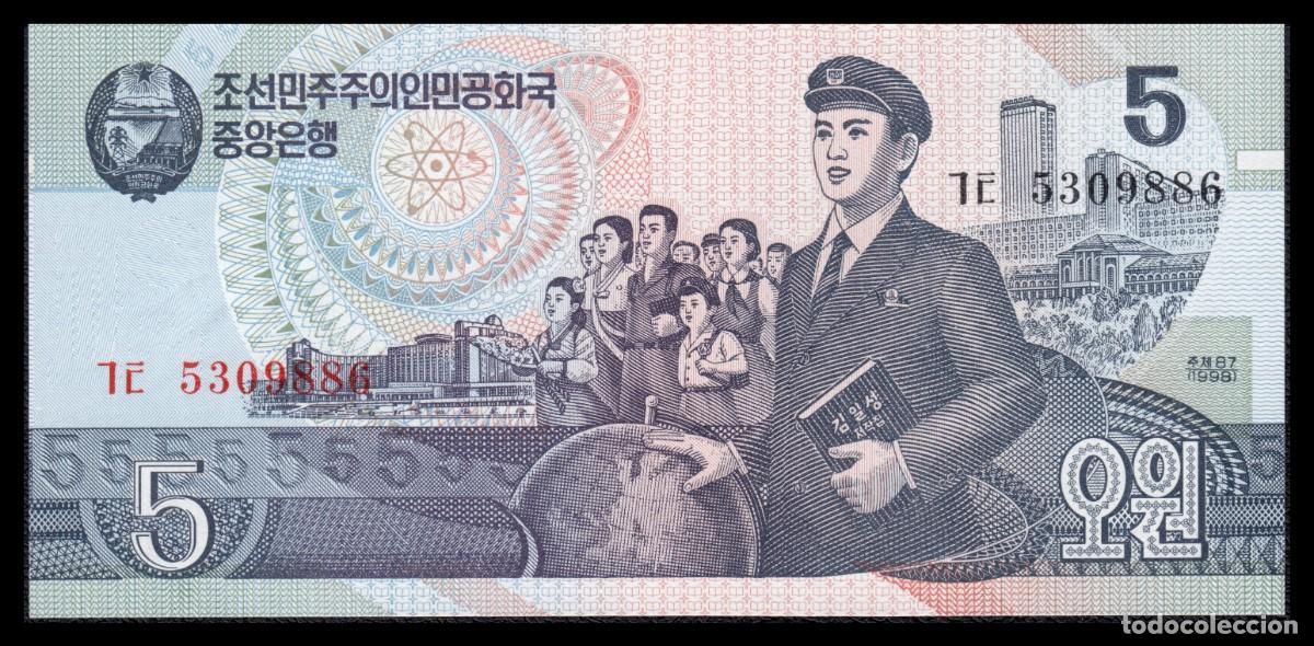 Billetes extranjeros: Corea del Norte 5 Won 1998 Pick 40b(3) - Foto 2
