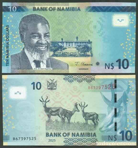Billetes extranjeros: NAMIBIA. 10 $ 2025. S/C. Fauna, antilopes. - Foto 1