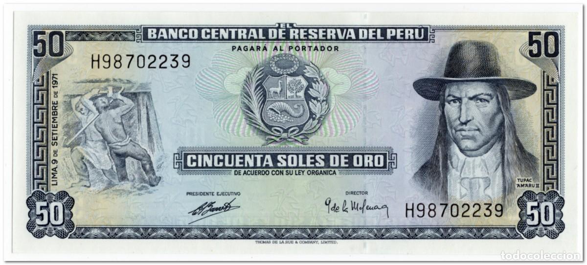 Billetes extranjeros: PERU,50 SOLES DE ORO,1971,P.101b,UNC - Foto 1