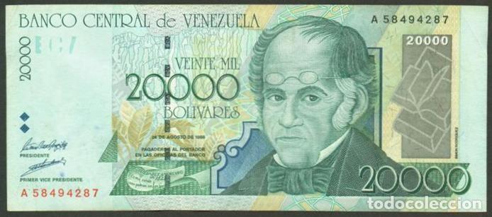 Internationale Banknoten: VENEZUELA. 20000 bolivares 24.8. 1998. Pick 82. Prefijo A.