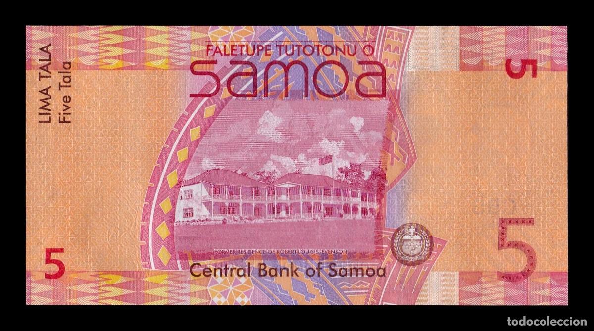 Billetes extranjeros: Samoa 5 Tala 2017 Pick 38c Capicua Sc Unc - Foto 2