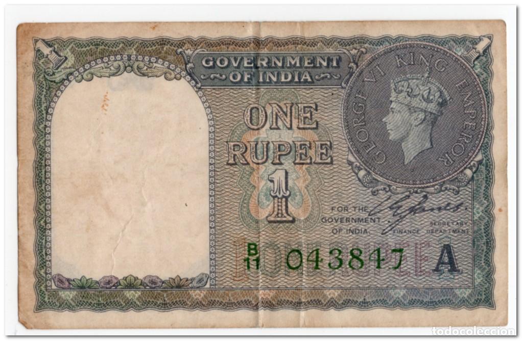 Billetes extranjeros: INDIA,1 RUPEE,1940,P.25d,VF - Foto 1