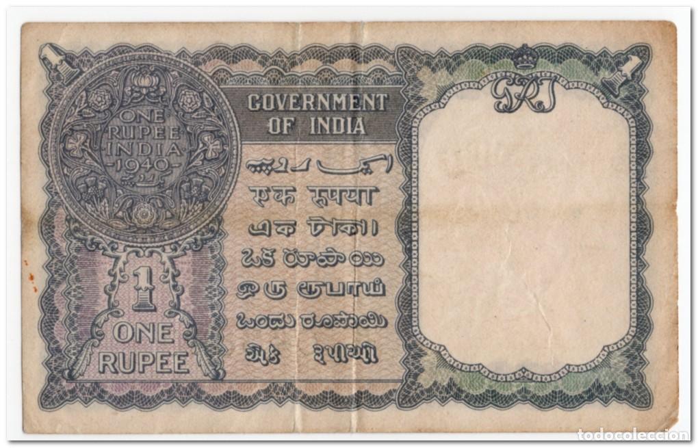 Billetes extranjeros: INDIA,1 RUPEE,1940,P.25d,VF - Foto 2