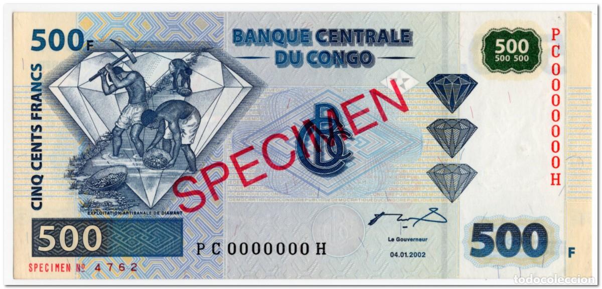 Billetes extranjeros: CONGO,500 FRANCS,2002,P.96B,SPECIMEN,AU - Foto 1
