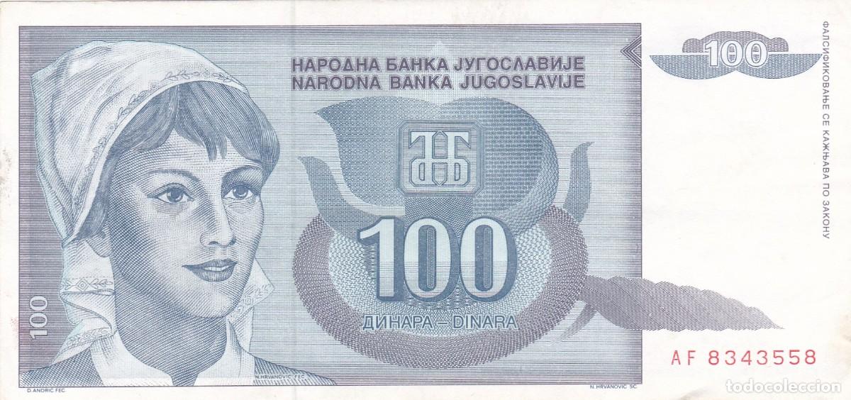 Billetes extranjeros: YUGOSLAVIA - 100 DINARES DE 1992 - Foto 1