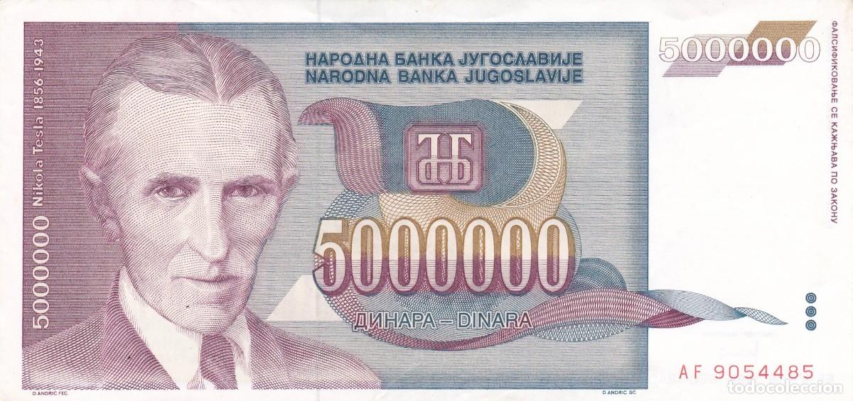 Billets internationaux: YUGOSLAVIA - 5000000 DINARES DE 1993