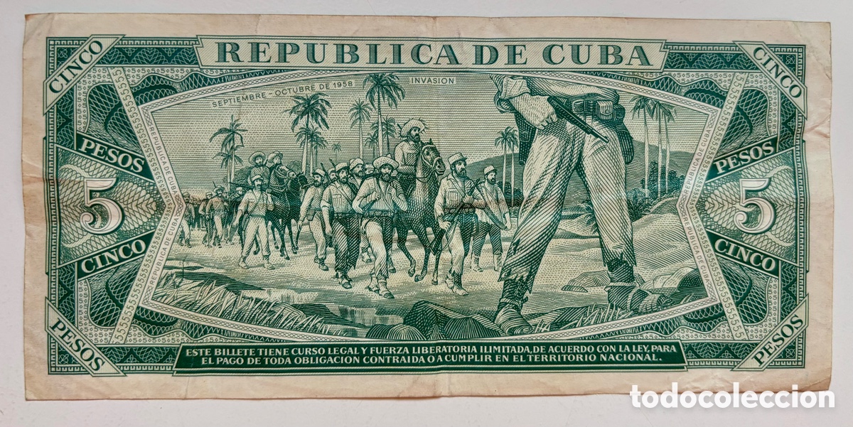 Billetes extranjeros: Billete CUBA 5 Pesos 1987 - Foto 2