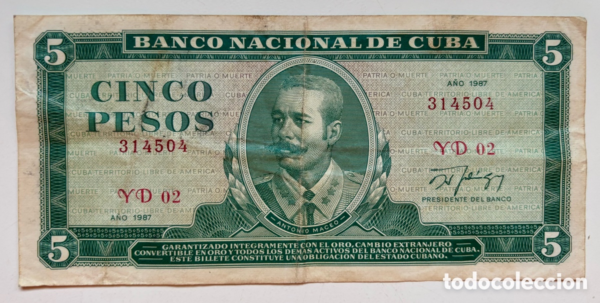 Billetes extranjeros: Billete CUBA 5 Pesos 1987 - Foto 1