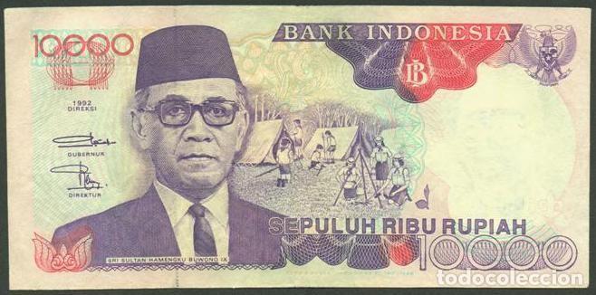 Billets internationaux: INDONESIA. 10000 rupiah 1992/199X. Pick 131. Templo Borobudur. Ver nota.