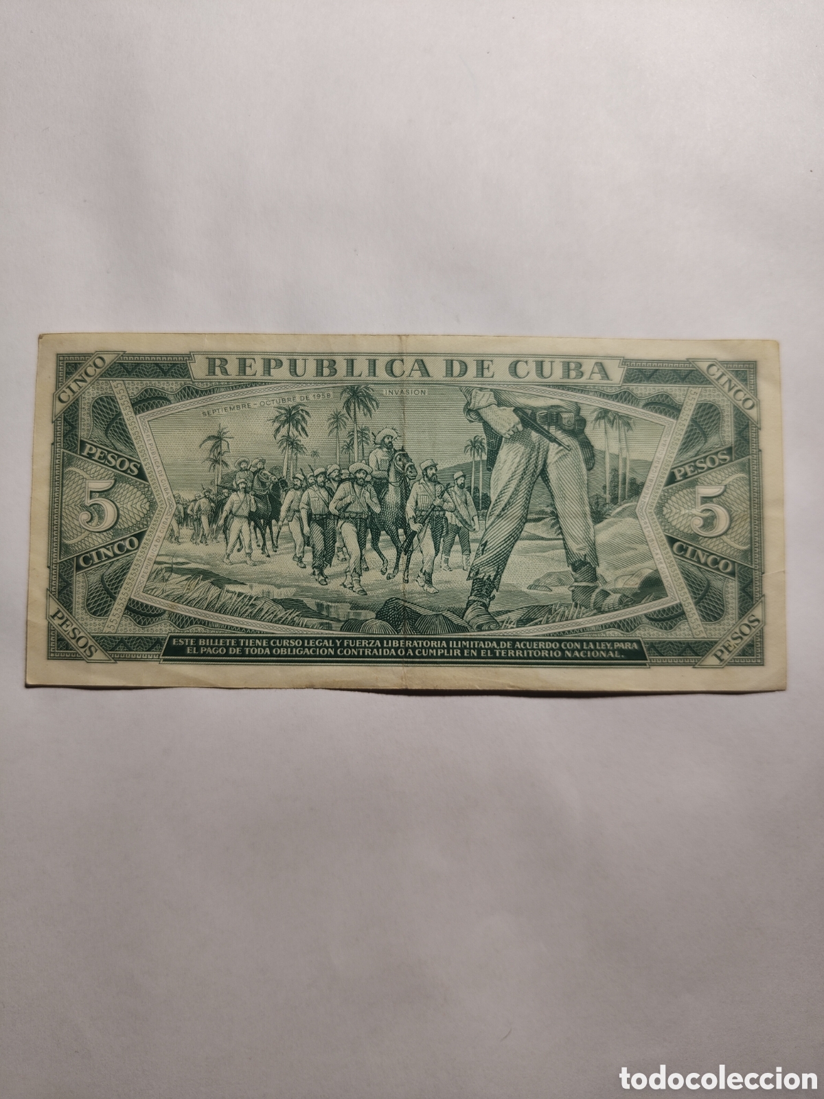 Billetes extranjeros: 5 Pesos. Cuba. 1968. - Foto 2