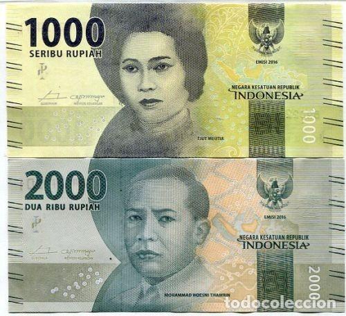 Billetes extranjeros: INDONESIA: Set de 2 pcs de 1000 y 2000 Rupiah 2016 Sin Circular - Foto 1