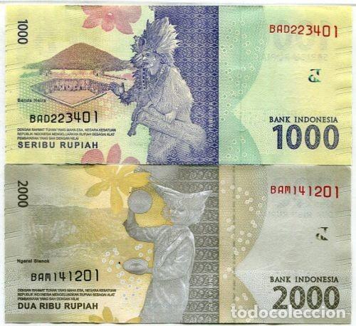 Billetes extranjeros: INDONESIA: Set de 2 pcs de 1000 y 2000 Rupiah 2016 Sin Circular - Foto 2