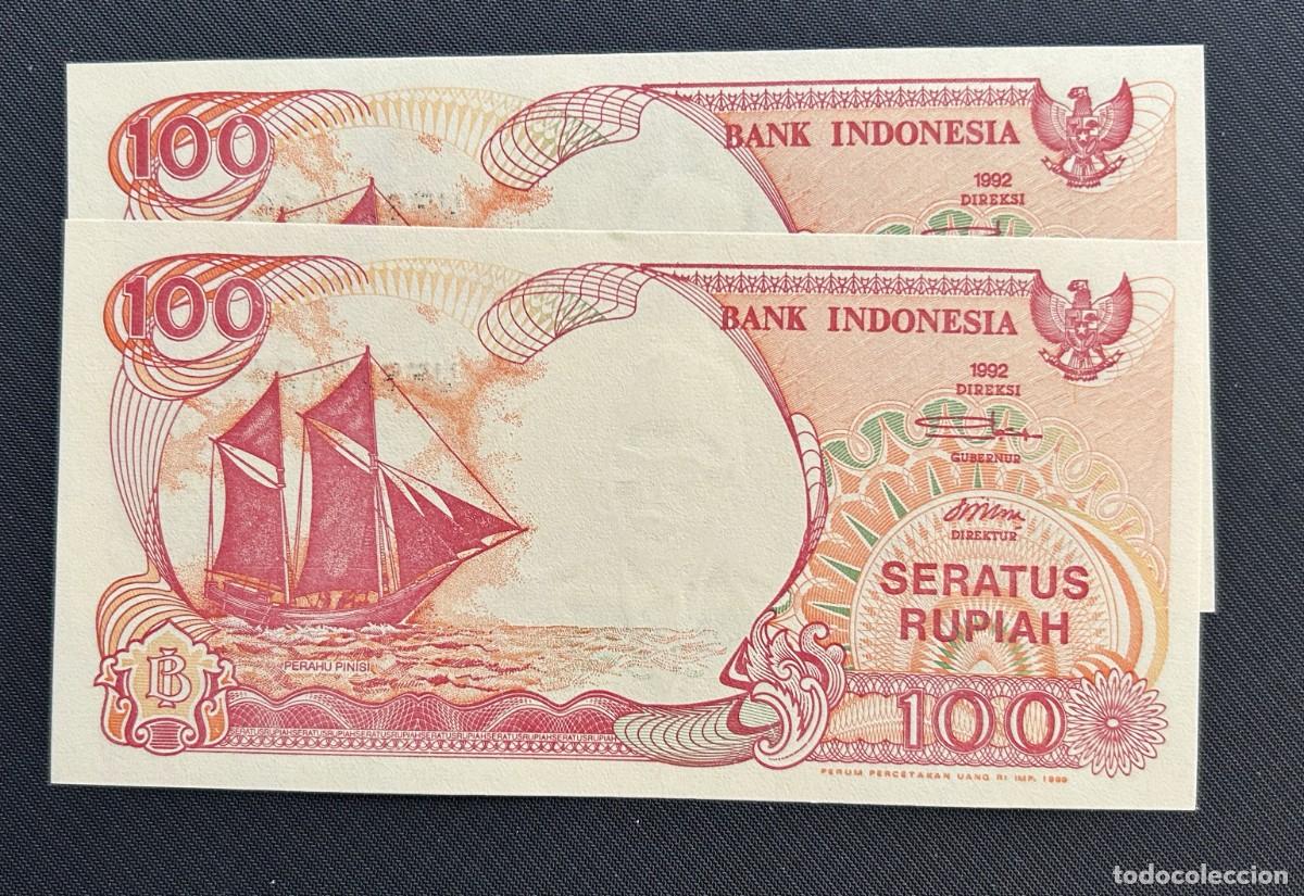 Banconote internazionali: 100 RUPIAS 1992 (1999) INDONESIA. P# 127G. SC / UNC. PAREJA
