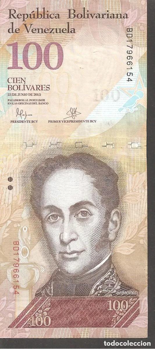 Notas Internacionais: Billete VENEZUELA 100 BOLIVARES 2015